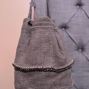Khaki jute Stella McCartney Falabella bucket bag
